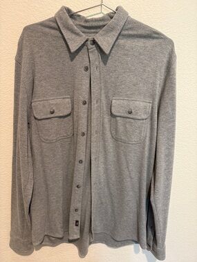 Faherty Men's Heather Gray Button-Down Utility Shirt